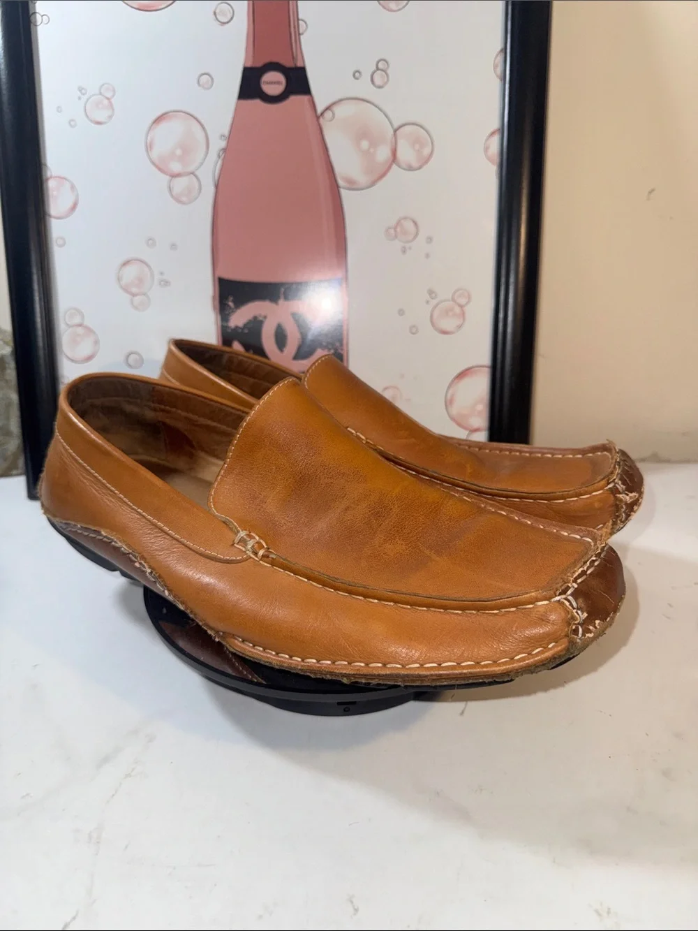 Steve Madden Men's Novo Cognac Leather Slip-On Loafers Size 12